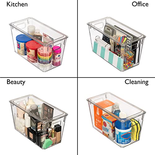 ClearSpace Modern Plastic Storage Bins with Lids – Perfect Kitchen Organization or Pantry Fridge Organizer, 4 Pack, 12.5" x 6" x 7", 9L Capacity Each, BPA Free, Stackable - size: 4 Pack
