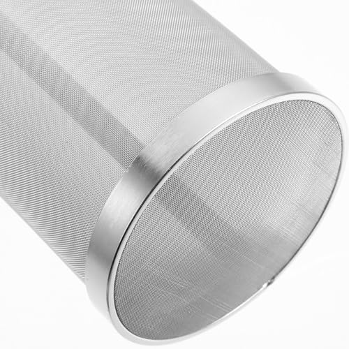 SHINEOFI Stainless Steel Brewing Filter Cylinder 10x25cm Mesh Strainer for Homebrew Beer Brewing Grain Filter Tube with Double Hook Holder