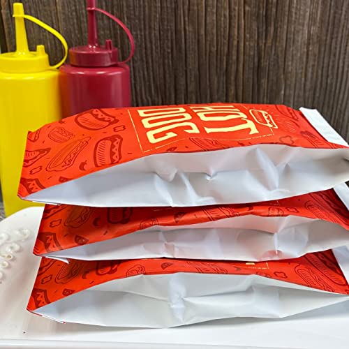 Outside the Box Papers Printed Foil Hamburger, Cheeseburger and Hot Dog Sacks 24 Each of Hamburger and Cheeseburger and 48 Hot Dog Bags Silver, Red, Yellow