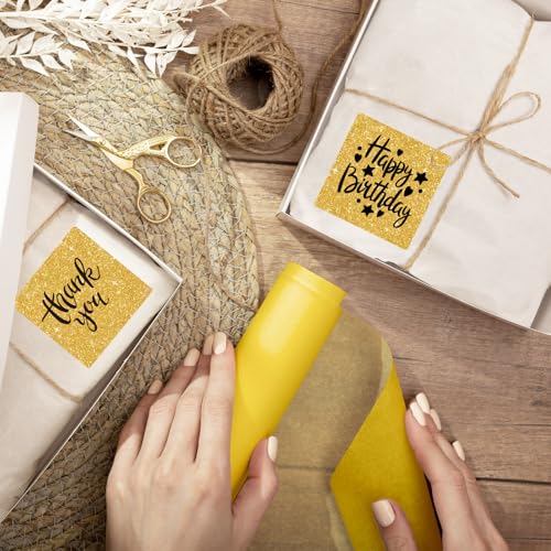 2" x 2" Square Thermal Labels Stickers, Holographic Direct Thermal Stickers Labels, Self-Adhesive Label for Small Business, DIY Logo Design- Glitter Gold - color: Holographic Gold, size: 2 X 2
