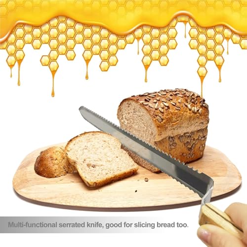 Uncapping Beekeeping Cutter – Stainless Steel Serrated Blade, Honey Bee Cutter, Hive Hand Tool | Beekeeper Equipment for Easy Honey Extraction, Durable Uncapping Tool for Frames, Wax Removal - color: Double sided