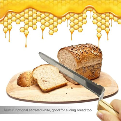 Uncapping Beekeeping Cutter – Stainless Steel Serrated Blade, Honey Bee Cutter, Hive Hand Tool | Beekeeper Equipment for Easy Honey Extraction, Durable Uncapping Tool for Frames, Wax Removal - color: Double sided
