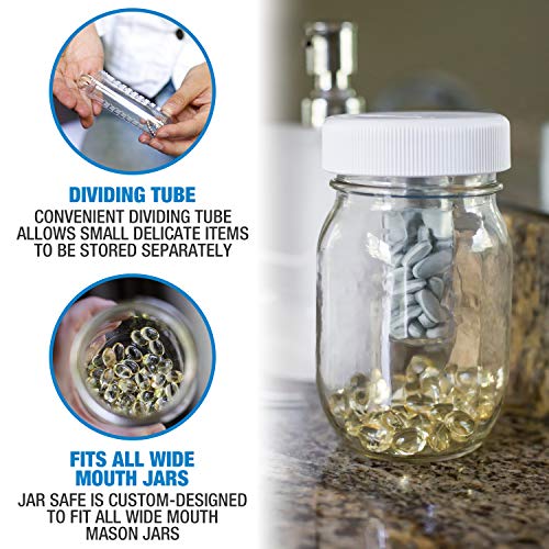 Masontops Jar Safe - Child Proof Herb Container - 2PK - Airtight Storage - Wide Mouth Jar Lock - Stash Bottle Locker - color: Blazin' Blue/Cloud White, size: Wide Mouth