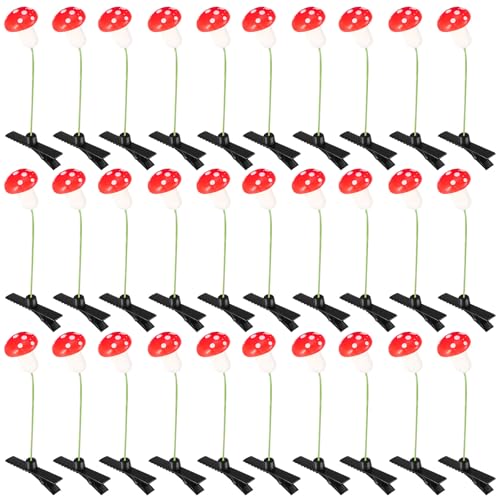 30 Pcs Bean Sprout Hair Clips Rave Mixed Style Plant Hairpins Hair Accessories for Party Irish(Red Mushroom) - style: Red MushroomC