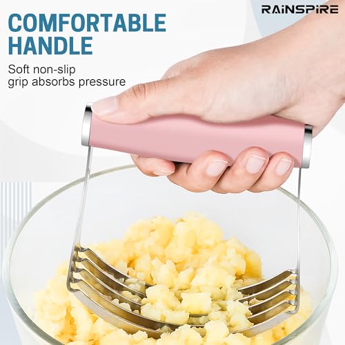 Rainspire XL Pastry Cutter For Baking, Heavy Duty Pastry Blender Stainless Steel, Thick Sharp Blades Dough Blender, Dough Cutter Butter Cutter Pastry for Easy Mixing, Dishwasher Safe, Pink - color: Pink