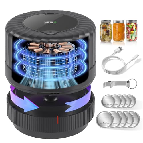 VP06+ Mason Jar Vacuum Sealer, Electric Vacuum Sealer for Jars with Wide and Regular Mouth Mason Lids, Cordless Handheld Jar Vaccum Sealer for Food Storage, Ideal Present for Mom, Wife, Black - color: Black