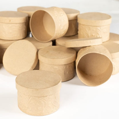 Pack of 12 Paper Mache Round Embossed Boxes by Factory Direct Craft - Round Papier Mache Embossed Boxes with Lids. Use as a Jewelry Box or Small Gift Box. - color: 12 Embossed Round Boxes