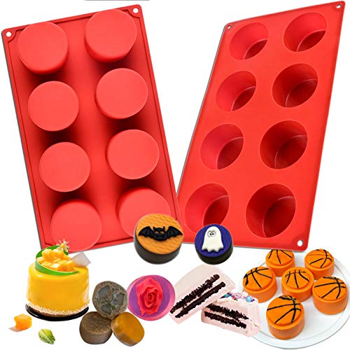 Silicone Round Chocolate Molds, 2 Pack Cylinder Silicone Molds for Candy, Cookie, Cake, Brownie, Pudding, Jello - color: 2 Packs Round Chocolate Covered MJ42