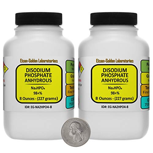 Disodium Phosphate [Na2HPO4] 98+% Food Grade Powder 1 Lb in Two Bottles - size: 1 Pound in 2 Bottles