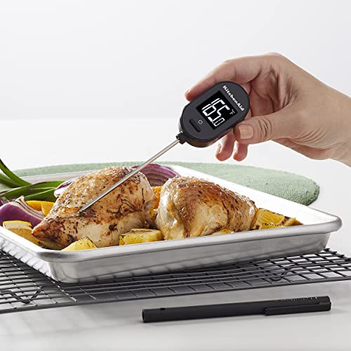 KitchenAid KQ910 Backlit Instant Read Digital Food Kitchen Grill Thermometer, Meat, and Cooking Wireless Thermometerer, Black