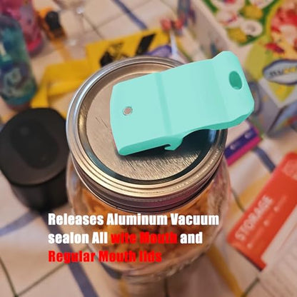 Mason Jar Opener and Canning Tool, Compatible with Mason Jar Lids, Releases Vacuum Seal on Wide Mouth and Regular Mouth, Magnetic Lid Lifter for Canning, Pickling (mint green) - color: Mint Green