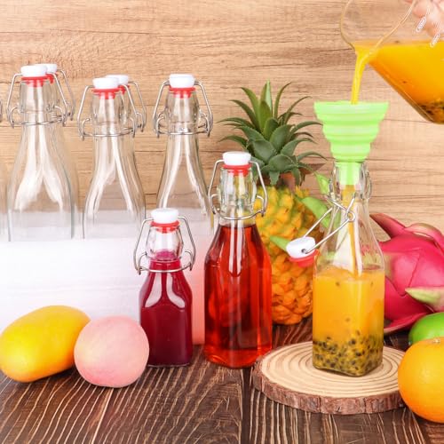 12 Pack 16oz Swing Top Glass Bottles, Flip Top Glass Bottle | Square Bottles with Airtight Stoppers for Kombucha, Kefir, Vanilla Extract, Beer - size: 16oz-12pack