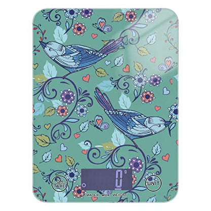 Food Scale Kitchen Digital Scale Food Ounces and Grams Dieting Baking Cooking Waterproof Glass Panels LCD Display,4 Units Scale Tare Function Bird - color: Bird 31