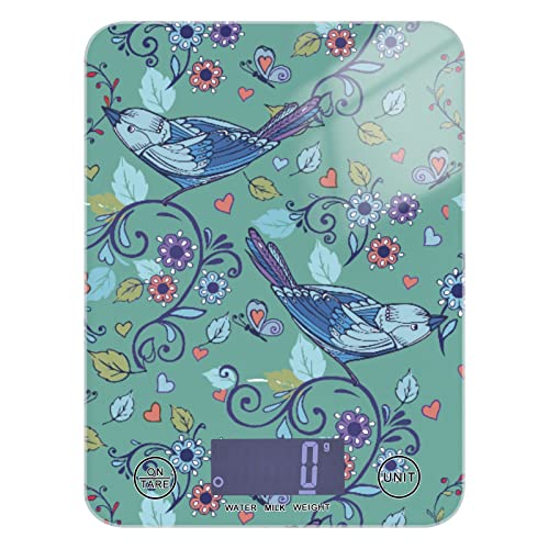 Food Scale Kitchen Digital Scale Food Ounces and Grams Dieting Baking Cooking Waterproof Glass Panels LCD Display,4 Units Scale Tare Function Bird - color: Bird 31