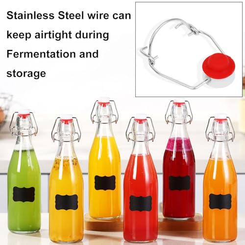 6 Pack 12 oz swing top glass bottles,flip top glass bottles 12 oz with airtight lids for Home Brewing,2nd Fermentation,Kombucha,Kefir,Vanilla Extract,Juice,Tea,Beverages,Soda,Oils,Vinegar,Limoncello