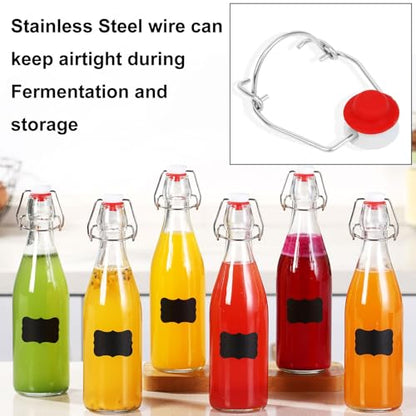 6 Pack 12 oz swing top glass bottles,flip top glass bottles 12 oz with airtight lids for Home Brewing,2nd Fermentation,Kombucha,Kefir,Vanilla Extract,Juice,Tea,Beverages,Soda,Oils,Vinegar,Limoncello