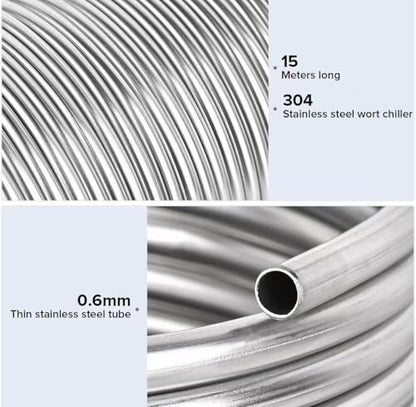 3/8" x 50Ft 304 Stainless Steel Tubing Coil, Immerson Tubing Coil for Ice Bath Wort Chiller, Beer Brewing, Welded Stainless Steel Tube for DIY Projects (3/8" x 50Ft) - size: 3/8" x 50Ft