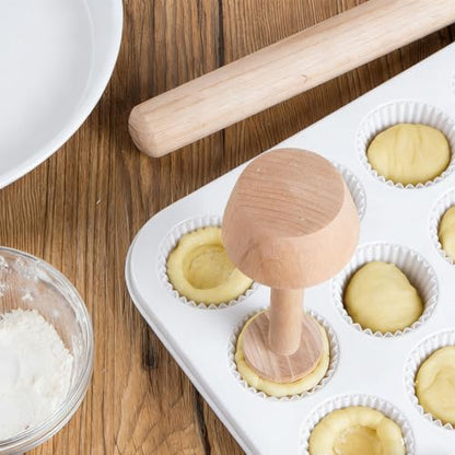 Tart Tamper Set,Wooden Double Side Pastry Tamper,Egg Tart Tamper,Cake Pastry DIY Tools for Egg Tart, Pasta, Cheesecakes and Dessert Baking(3 Pieces)