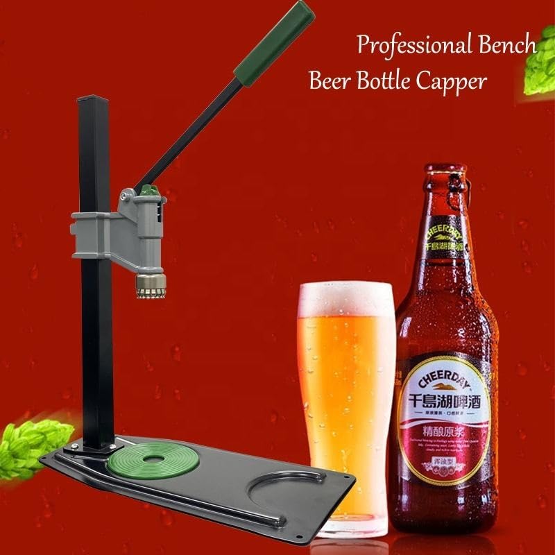 Height Adjustable Manual Bottle Cap Press Machine, Bench Capper Fits 26-29mm Caps for Homebrew Beer & Soft Drinks