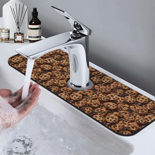 Chocolate Chip Cookie Faucet Mat For Kitchen Sink, Absorbent Countertop Protector, Quick Dry Sink Splash Guard Pad, Waterproof Draining Mat 15" X 5.5" - color: Style 8