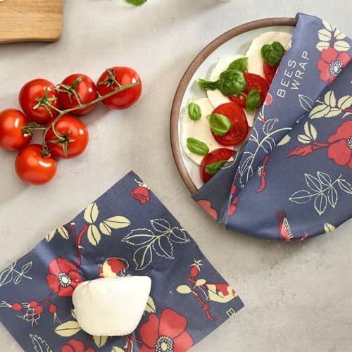 Bee's Wrap Beeswax Wraps for Food - 3 Pack of Assorted Beeswax Wraps - 2 Medium & Sandwich Wrap - Plastic Free Made in USA Reusable Natural Food Wrap - Botanical - style: Lunch Pack Botanical