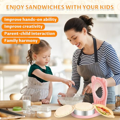 CHICHAUS Uncrustable Sandwich Maker,Sandwiches Pocket Circle Shape 3.7Inch Sandwich Cutter and Sealer,Sandwich Cutter for Kids Breakfast and lunchboxes (Pink) - color: Pink
