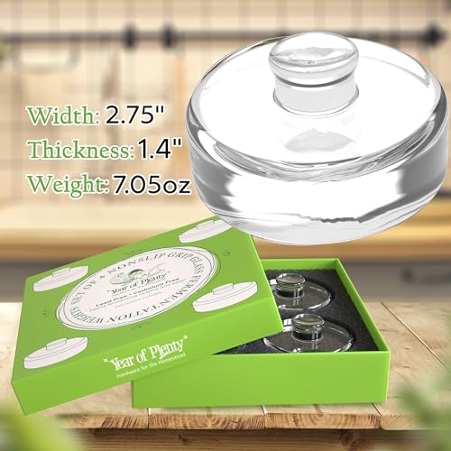 Year of Plenty Fermentation Weights - NonSlip Grip Handle - for Fermenting Sauerkraut, Pickles, Kimchi in Wide Mouth Mason Jars - Lead/Cadmium Free - (Set of 4)