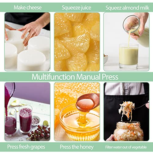 Cheese Tincture Herb Fruit Wine Manual Press with Reusable Filter Bags,Stainless Steel Barrels Press Machine for Juice, Vegetable,Wine,Olive Oil