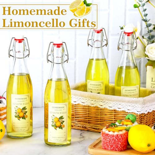Havawish 10 Pcs 17 oz Swing Top Glass Bottles for Limoncello Homemade Flip Clear Top Bottles with Airtight Cap Lids Labels for Homemade Limoncello Wedding Baby Shower Favors(Round Style) - style: Round Style
