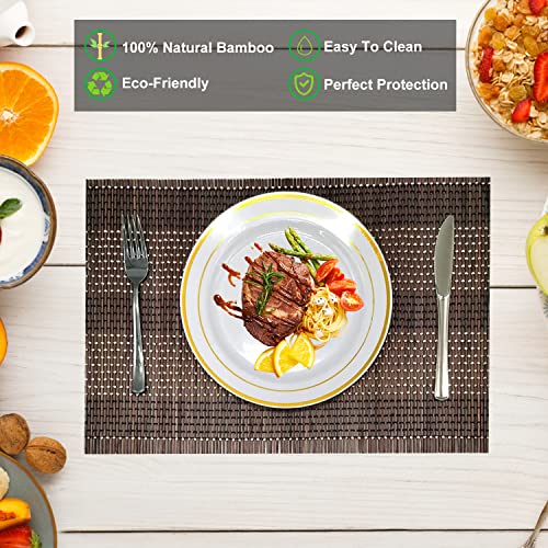 Set of 8 Pcs Bamboo Placemats Natural Anti-Slip Bamboo Placemats Washable Heat-Resistant Table Mats for Dining Room and Kitchen(Coffee+White+Black) - color: Coffee+white+black, size: Set of 8 Placemat 17.7 x 11.8 inch
