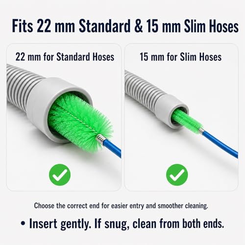 CPAP Hose Brush Set, 6.5 ft Dual-Ended CPAP Hose Brush for 22 mm & 15 mm Tubing, CPAP Hose Cleaner Brush & Tube Cleaning Brush with Detail Brush for Mask Openings, Elbows & Connec - color: Double-ended