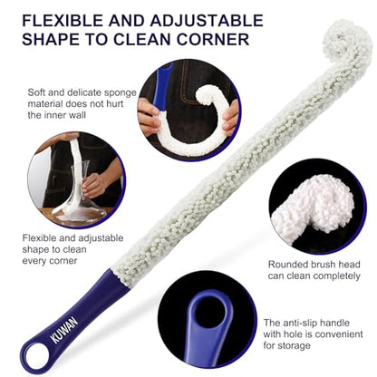 KUWAN Bottle Cleaning Brush Multi-Function Household Tools Flexible Bottle Scourer for Some Decanters, Goblets, Glasses, Cups (Long 3pcs) - color: Long-3pcs