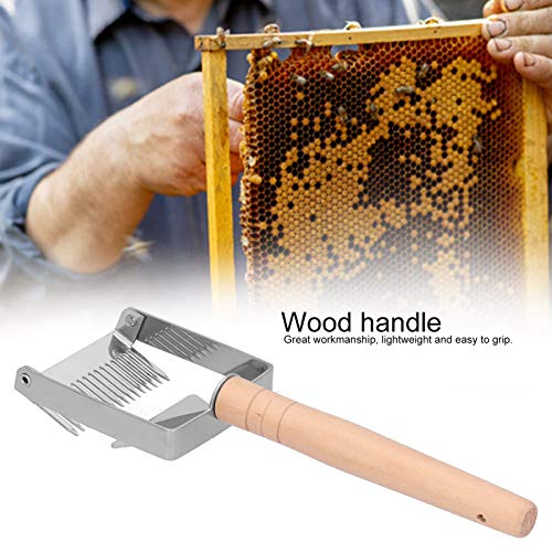 Zopsc Uncapping Fork for Beekeeping, Wooden Handle Honey Scraper Tool, Apiculture Equipment for Honey Extraction, Beekeeping Fork for Hive Frame Cappings
