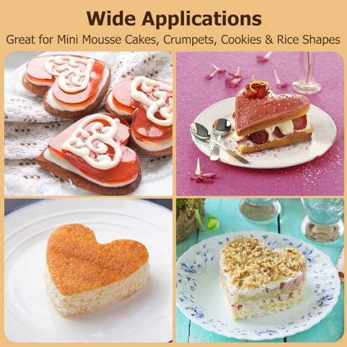 5 Pieces Heart-Shaped Food Molds Set, 3.15-Inch Cake Ring Mold, Stainless Steel Cooking Rings with Pastry Brush for Cookie & Baking - size: 3.15In-5 Pieces Heart-Shaped