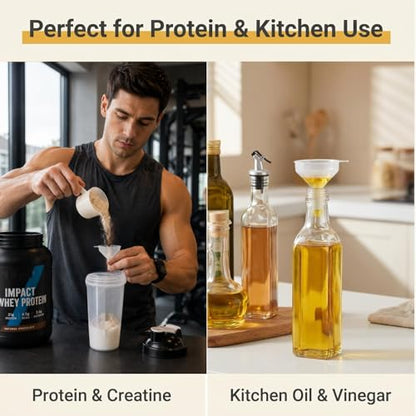 Small Funnels 5 Pack for Filling Small Bottles, Food Grade Plastic Funnel for Water Bottles, Protein Powder, Liquids & Kitchen Use
