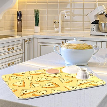 Dish Drying Mat for Kitchen Counter Brown Spots Cartoon Cheese Absorbent Drying Dish Mat 18×24 inch Dish Rack Pad Coffee Mat for Sink Dishes Under Rack - size: 18x24in
