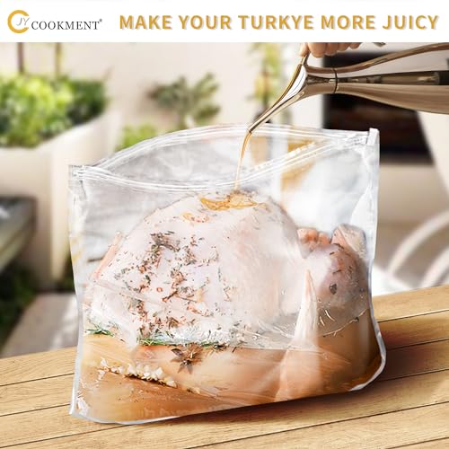 Brining Bags for Turkey, 2 Packs Extra Large Turkey Brine Bag with 2 Cotton Strings, Thickened Double Zip-lock Seal Brine Bags for Turkey, Chicken Beef, Pork, 26"×22" Hold up to 35LB by JY COOKMENT - size: 2PCS-26"×22"