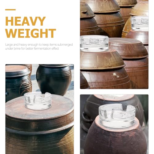 SHOWERORO Glass Weights for Fermenting with Comfortable to Hold Handle, Heavy Glass Fermentation Lids Compatible with Wide Mouth Mason Jars, Dishwasher Safe for Sauerkraut, Pickling,