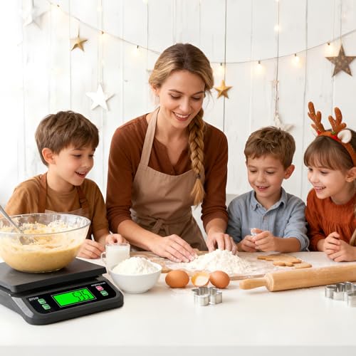 66LB 30kg Large Digital Kitchen Scale Food Scale for Baking Cooking Bread Meat Scales with Tare and Prep Counting LCD Display with Adapter, 6 Unit (Grey, 30kg) - color: Grey-30kg, size: Grey-30kg
