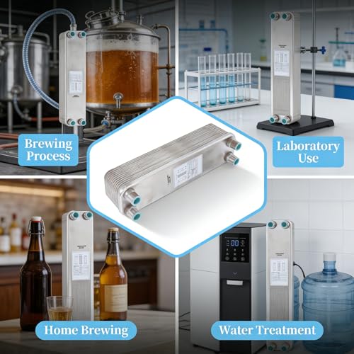 Plate Heat Exchanger Stainless Steel Brazed 4.5MPa for Wort Chiller and Water Cooling - Durable Copper Brazing, Compact Design, Ideal for Beer and Laboratory Use