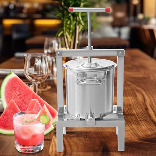 10L Fruit Honey Manual Press, Stainless Steel Cider, Wine, Grape, Apple Press for Wine and Juice Making Supplies - style: 10L