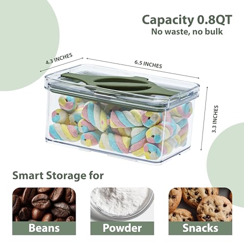 4-Pack Small Pantry Containers, 0.8 QT/0.76 L Clear SAN Food Storage Canisters with Twist-Lock Lids, Stackable for Sugar, Tea Bags, Seasoning, Nuts, Snacks White - color: White