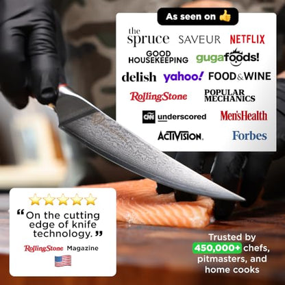 Dalstrong Slicing Carving Knife 12" + Fillet Knife 6" + Meat Fork - Shogun Series ELITE - Japanese AUS-10V Super Steel - Premium Carving Set - Black G10 Handle - Sheaths Included - color: Black, size: 12" Carving Set Pro