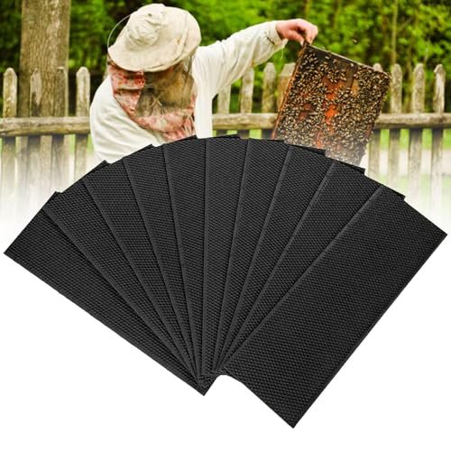 10 Pcs Beehive Waxed Coated Foundation Sheet, Plastic Honeycombs Bee Wax Nest Foundation Beehive Nest Foundation Sheet for Beehive Narrow Frames