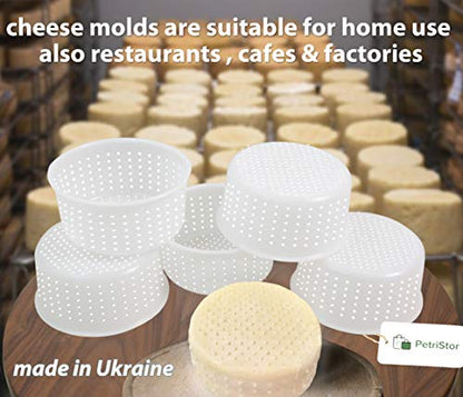 PetriStor 5 pcs Soft Cheese Mold for Cheese Making 0.8QT - Small Cheese Molds - Homemade Cheese Making Supplies - Cream Cheese Form Mold - Moldes Para Queso Fresco Casero - Feta Cheese Making Basket