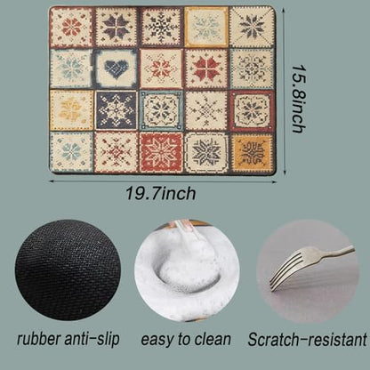 Dish Drying Mat, Quick Drying Water Draining Mat, for Kitchen Countertop | Good water absorption, multiple pattern, anti-slip, easy to clean, coffee bar accessories, bathroom counters, durable
