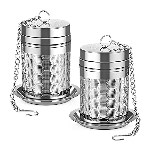Tea Infusers for Loose Tea, (2 Pack) 18/8 Stainless Steel Tea Strainer Set, Extra Fine Mesh Tea Steeper for Brew Tea, Spices & Seasoning - color: 2 Pack, size: Small-Hive
