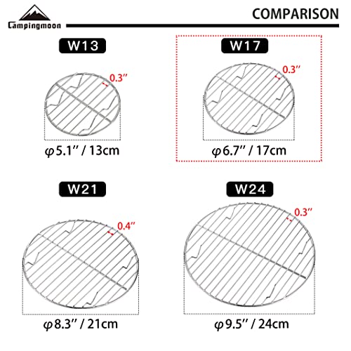 CAMPINGMOON Round Roasting Baking Steaming Cooling Rack Cooking Grid Grill Stainless Steel Fits for Dutch Oven (Diameter φ6.7inch, W17) - color: Dia 6.7 inches, W17