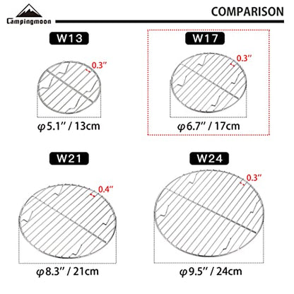 CAMPINGMOON Round Roasting Baking Steaming Cooling Rack Cooking Grid Grill Stainless Steel Fits for Dutch Oven (Diameter φ6.7inch, W17) - color: Dia 6.7 inches, W17