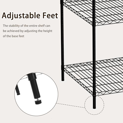 Wire Storage Standing Shelf Rack Tower, Corner Metal Shelving Unit with Adjustable Shelves, Space-Saving Organizer for Garage, Kitchen, Bathroom, 18 * 18 Inch - size: 5 Tier 18 Inch Width